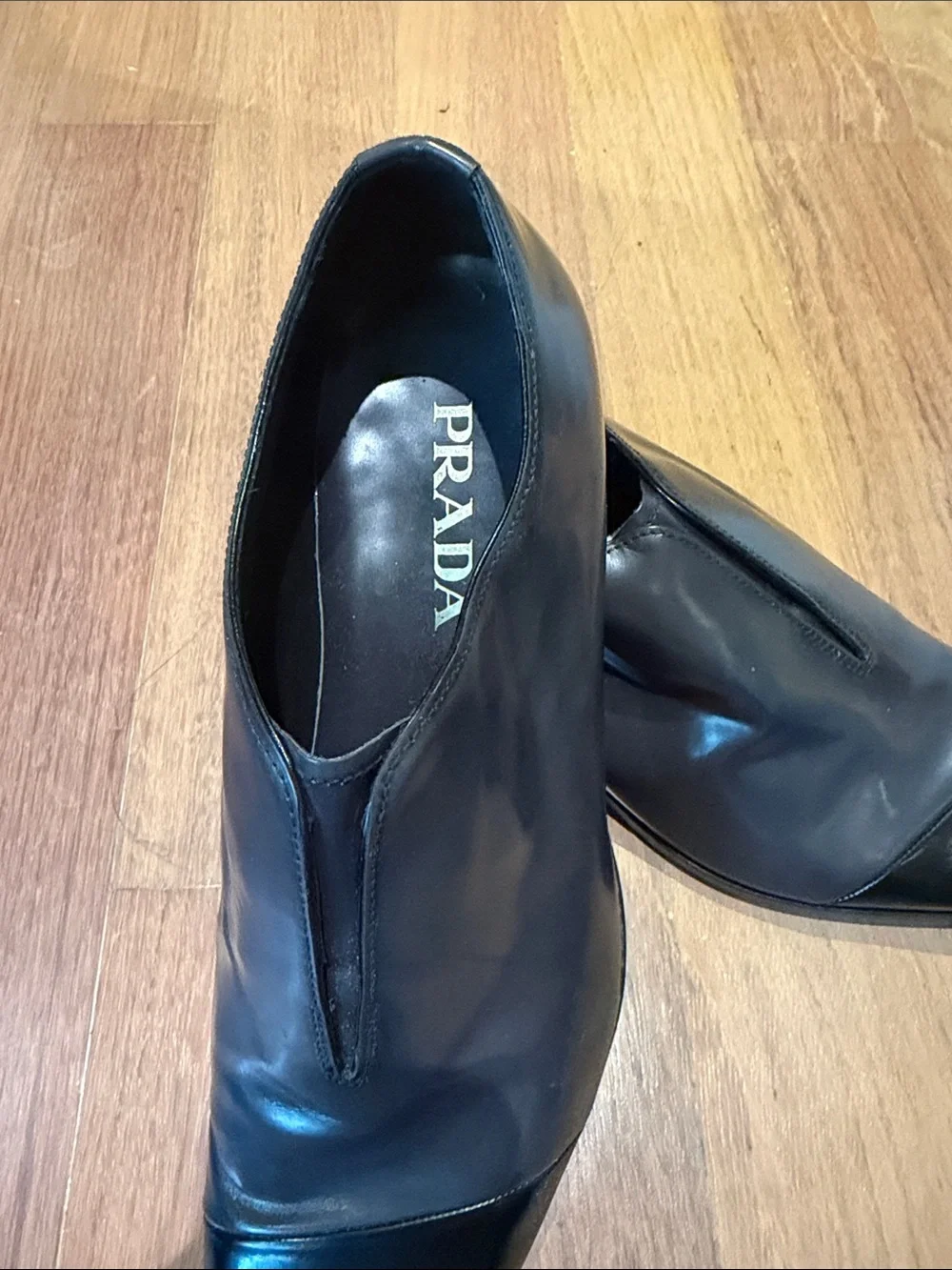 Prada Black Slip-On Leather Dress Shoes